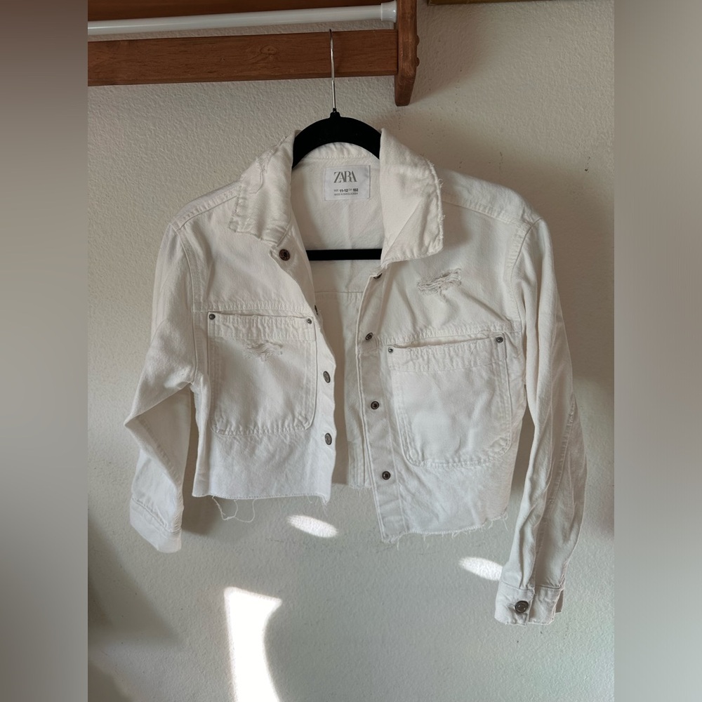 Cropped White denim jacket